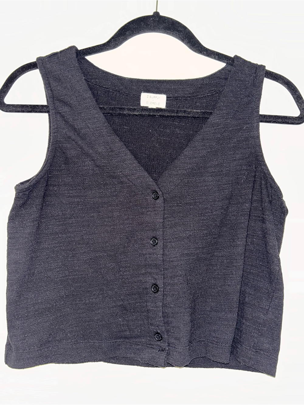 Z Supply x Evereve Casual Button-Front Black Tank Top